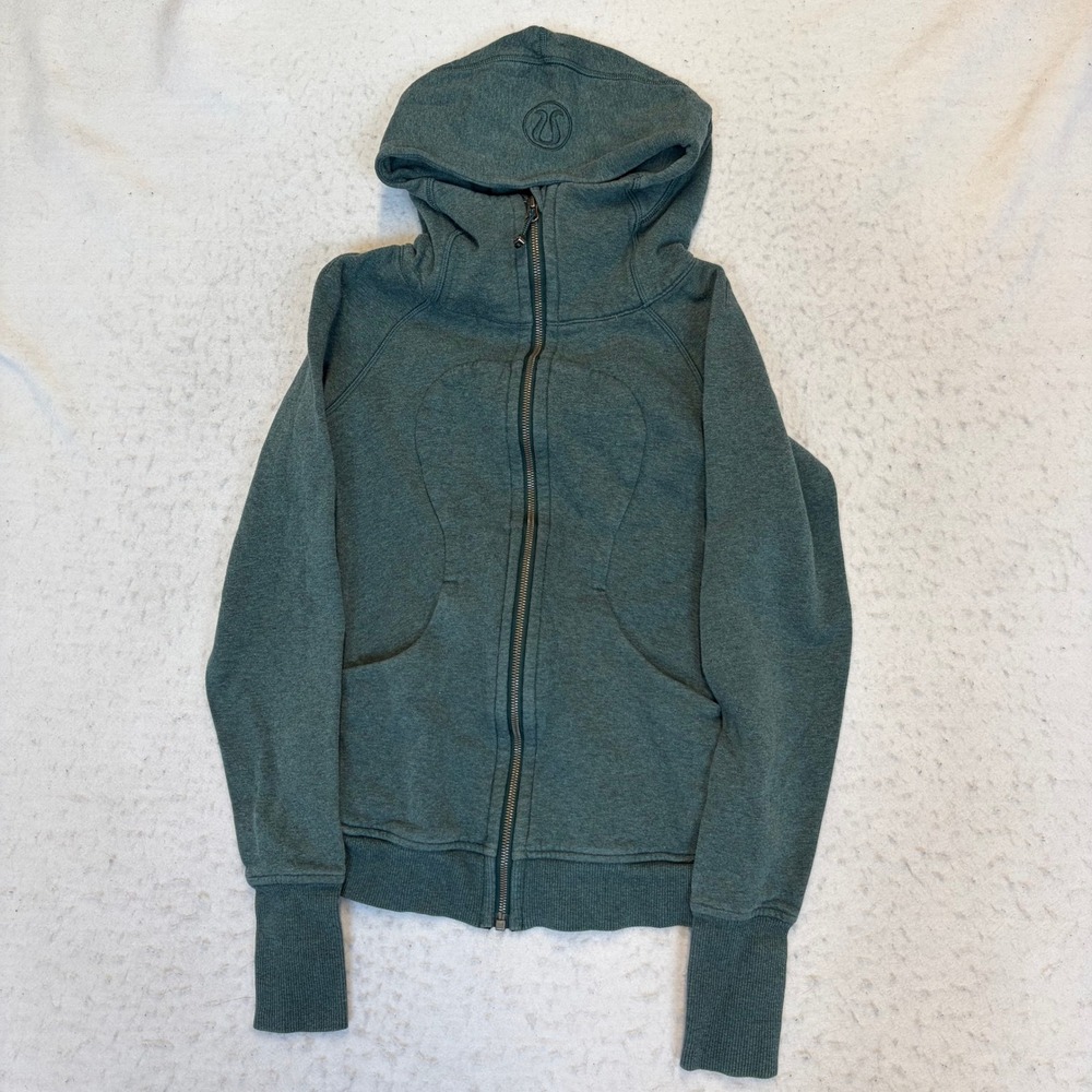 Lululemon Scuba Full Zip Hoodie Womens 4 Green Heathered Cotton Blend